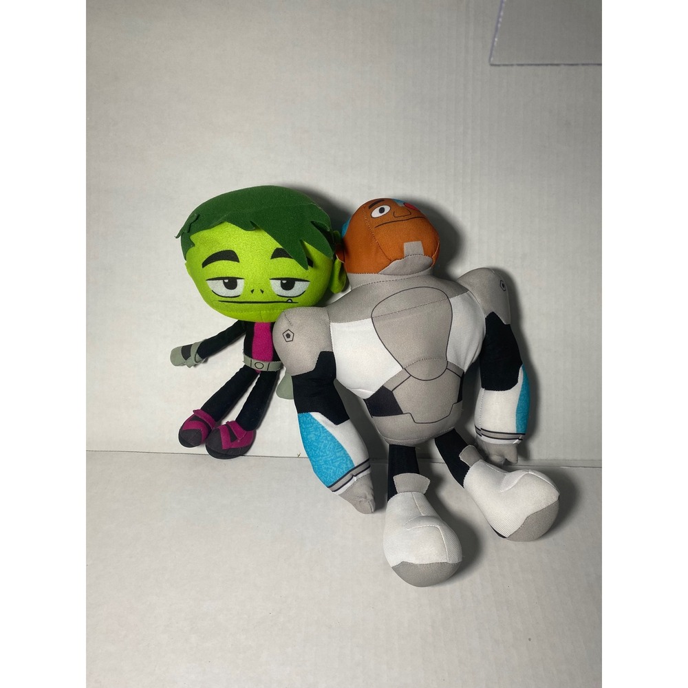 Teen Titans Go Plush Lot Cyborg 12" and Beast Boy 10" DC Comics Stuffed Animals